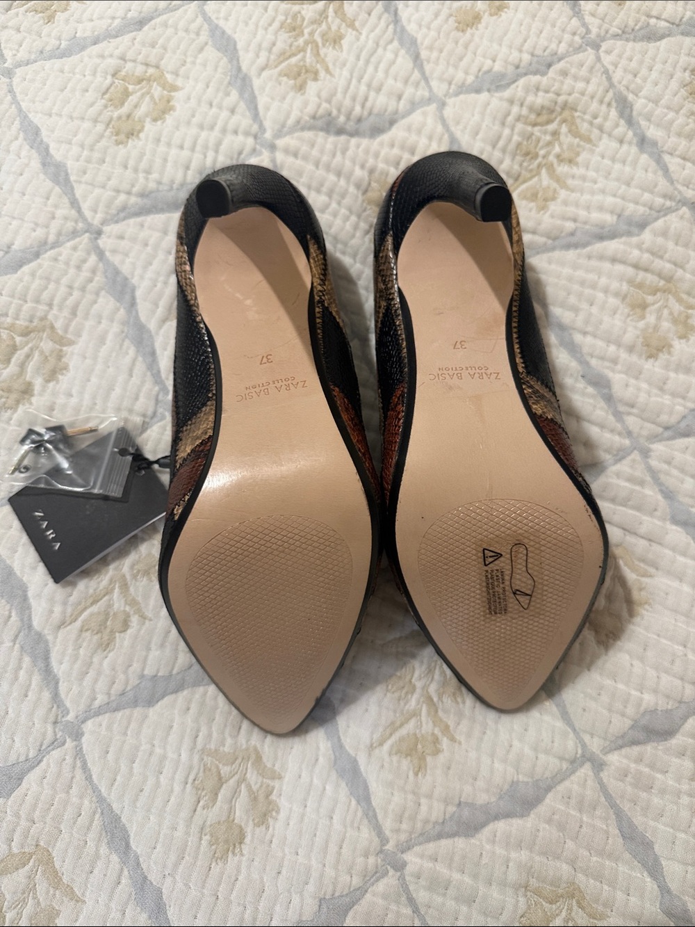 Zara Multi-Color Snakeskin Pointed-Toe Pumps - Picture 3 of 4